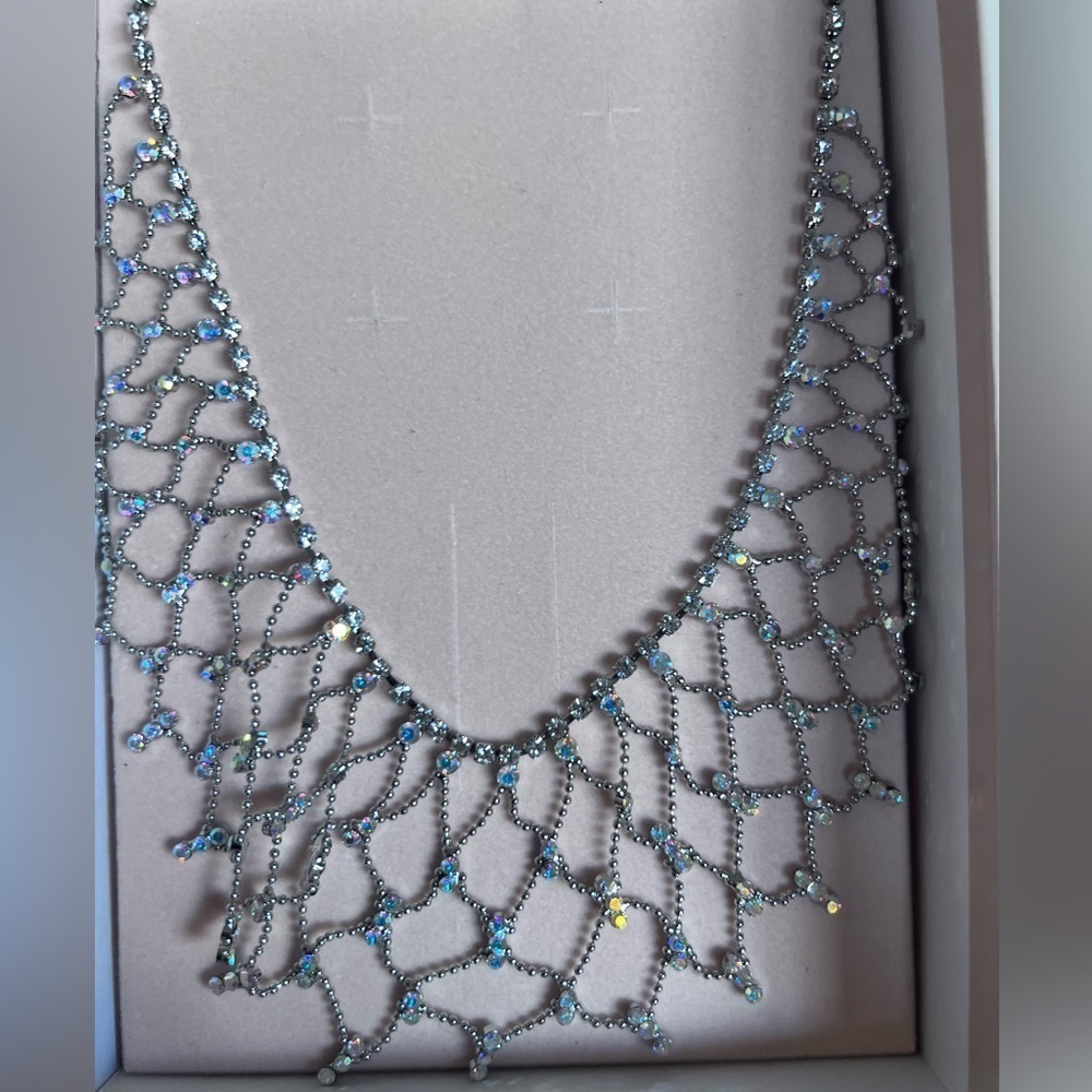 KIRK’S FOLLY Vintage Aurora Borealis CRYSTAL BIB NECKLACE